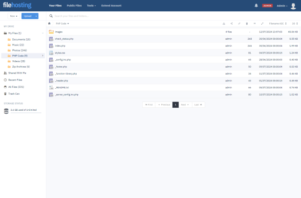 File Manager List View